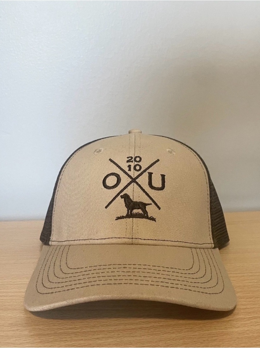 Over Under OU Crest Hat Used Tan/Brown Curved Brim 2010